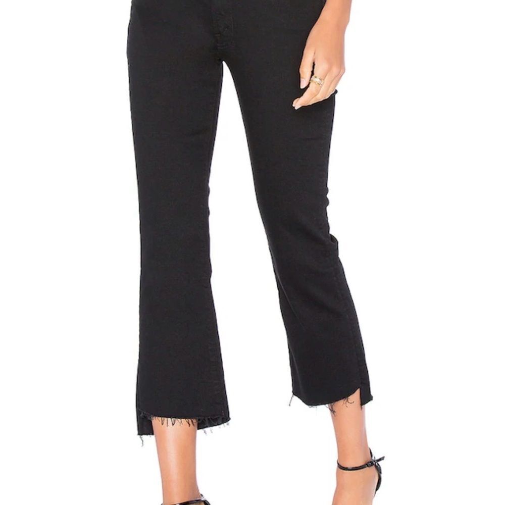 Mother Jeans The Insider Crop Step Fray Jeans in Not Guilty Black | Size 29